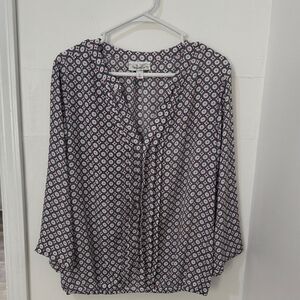 Dressbarn Black and Pink Geometric Blouse